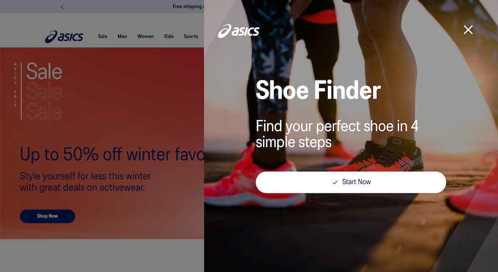 ASICS Success Story: 16x ROI via Product Finder product finder screenshot