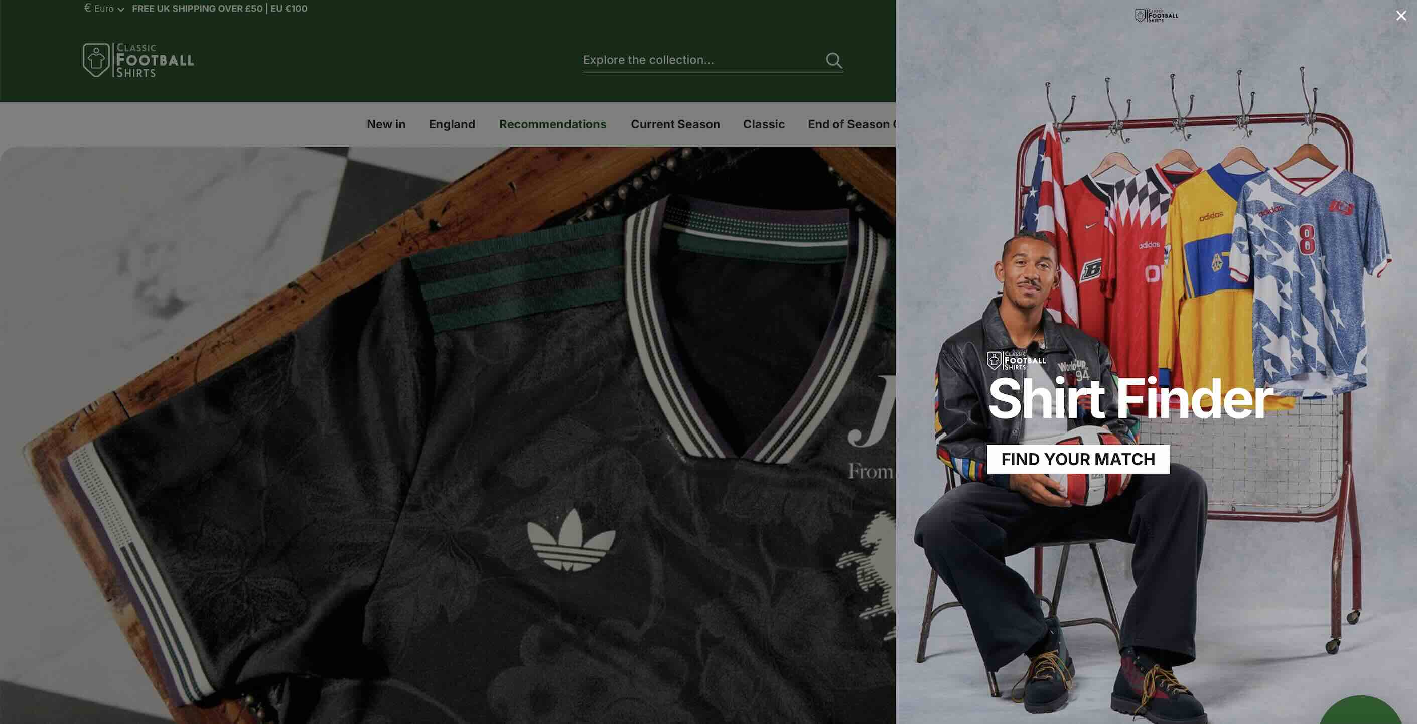 Classic Football Shirts Success: 2x Coversion Rate product finder screenshot