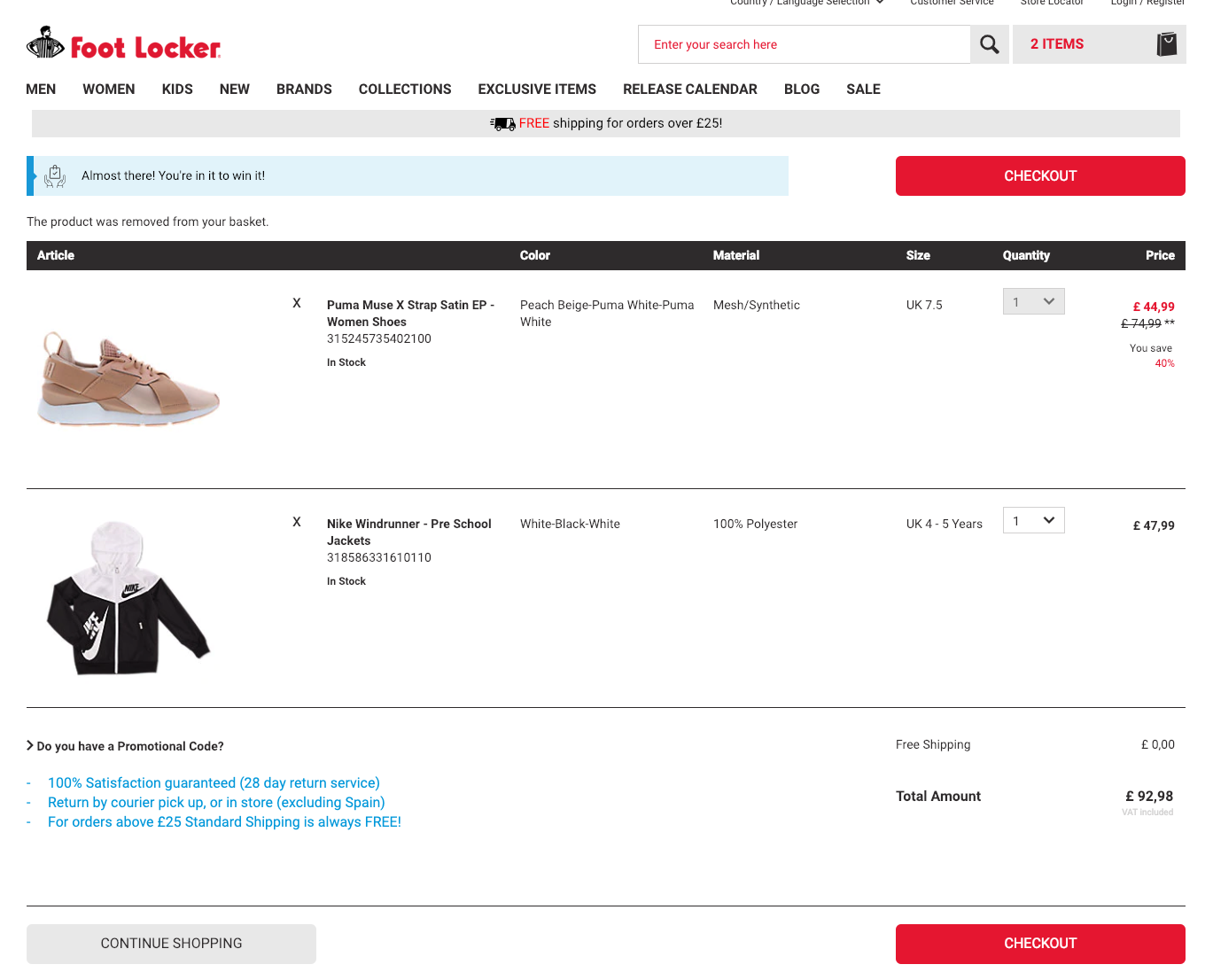 footlocker checkout