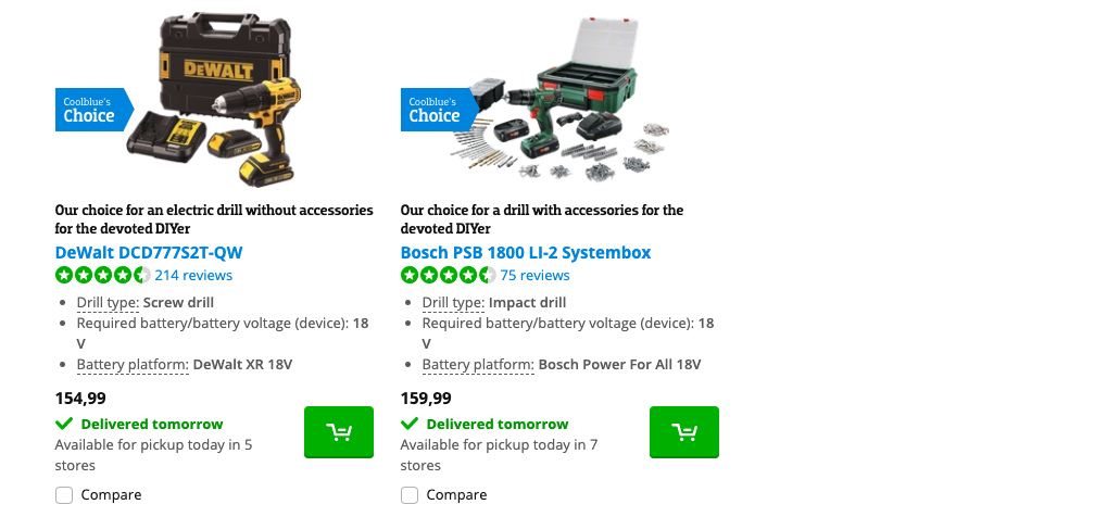 social proof marketing examples coolblue drills